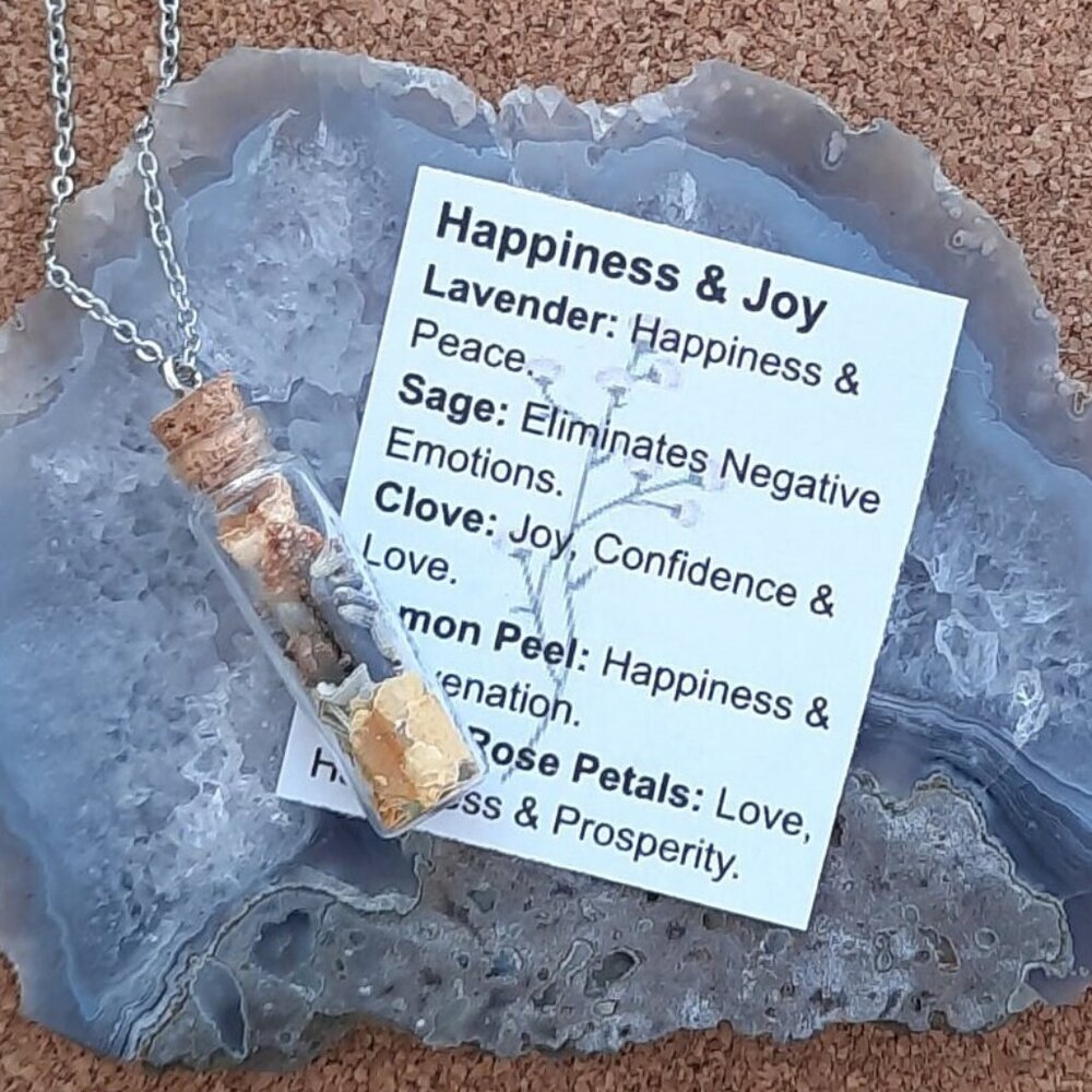 Happiness & Joy  - Spell Bottle Necklace - Manifest Magic Spell Reiki Energy